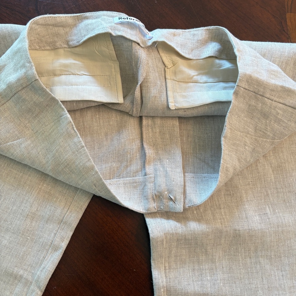 Reformation Linen Pants Vida Low Rise Oatmeal 2 - Picture 16 of 16